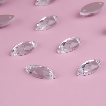 Rhound rhinestones “petal”, from organic glass, 7 × 15 mm, 50 pcs, white color-2