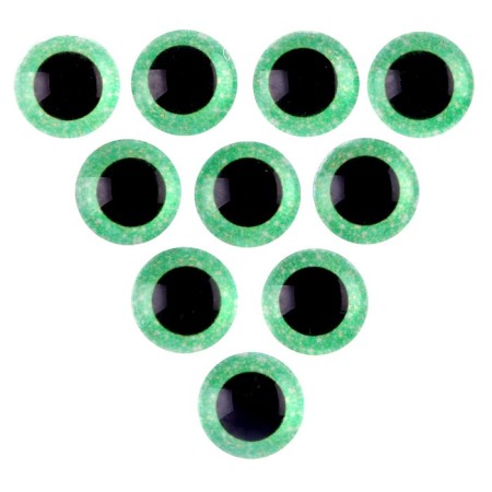 Elose -based eyes, set of 10 pcs., Size 1 pc. - 12 mm, green color with sparkles-1
