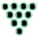 Elose -based eyes, set of 10 pcs., Size 1 pc. - 12 mm, green color with sparkles