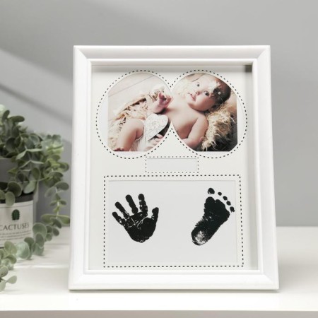 Photo frame 10x15 cm with a stamp. Podushka "baby" white 28x24 cm