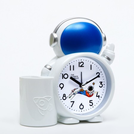 Clock - HELP Alarm clock "Cosmonaut" with organizer for children, 14 x 14.5 cm, aa-2