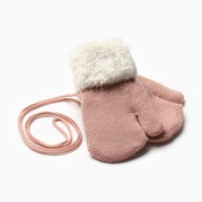 Baby mittens for claim Minaku with a lapel of 15 cm pink
