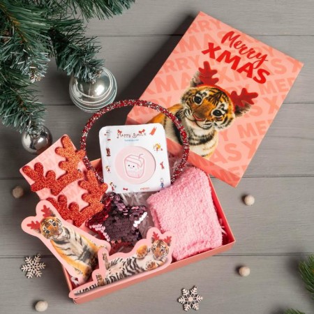 New Year's gift set "Merry XMAS" socks 18-20 cm and accessories