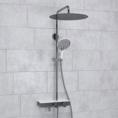 The shower system Wasserkraft A113.117.059.ch Thermo, tropical shower, thermostat, chrome-1