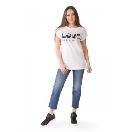 Love Meaw T -shirt, size 42, white color
