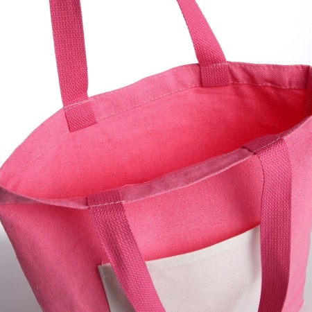 Hooper bag without fastening, from textiles, pink/white color-2