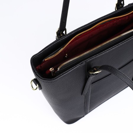 Soper bag with zipper, black color-6