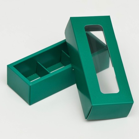 Folding box for 3 sweets, 13.7 x 5.5 x 3.5 cm, emerald-3