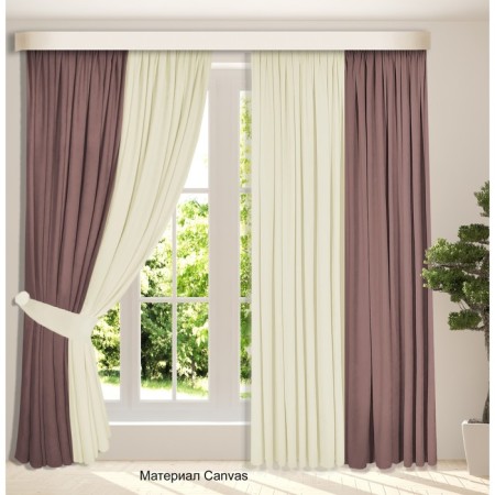 Set of curtains "Canvas", size 200x270 cm, 2 pcs, dusty rose, milk-4