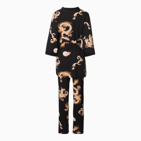 Female set (robe/top/pants), black color, size 44-7