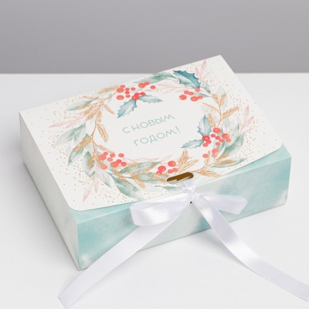 Folding Gift Box "New Year's Wreath", 16.5 x 12.5 x 5 cm, New Year-1