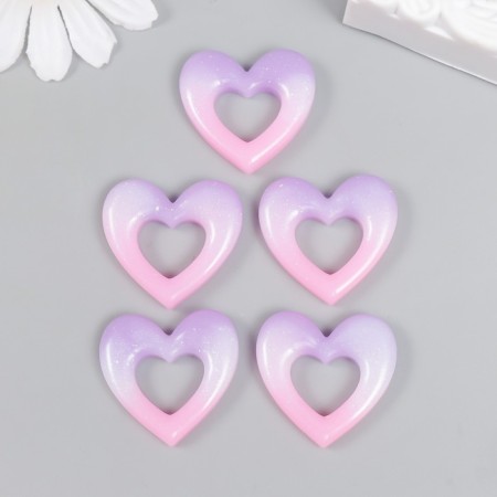 Decor for creativity plastic "Heart gradient" lilac-pink 2.7x2.9 cm-2