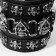 Bracelet Skin "Skull" is wide, black color with silver, 26.5 cm