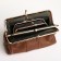 Cosmetic bag, 3 departments, outer pocket, brown color