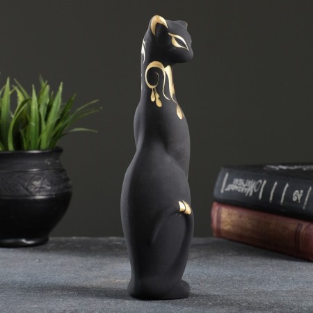 Фигура "Кошка Багира" черная, вправо, роспись 5х4х20см-4