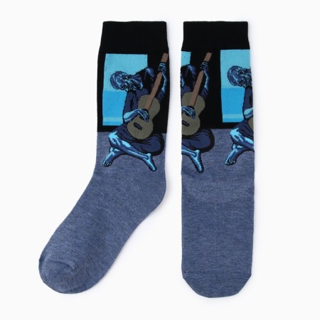 Unisex socks "Old guitarist" Pablo Picasso, blue color, size 35-42