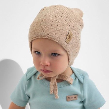 Children's hat minku, rr 44-46, beige color-5