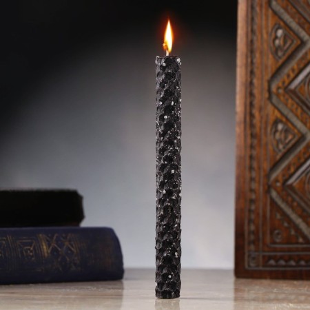 Candle from wax with salt "Cleaning every day", 13x1.7 cm, 1 h, black