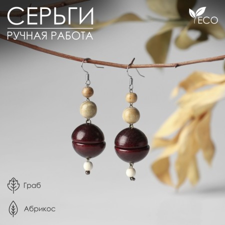 Handmade earrings, wooden "hemisphere", color