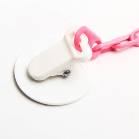 Orthodontic dummy nipple, latex, from 0 months, with the holder, Moore-Mur, pink color-7