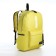 A backpack with a zipper, an outer pocket, 2 side pockets, yellow color