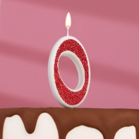 Candle in the cake on the skewer "Rubin collection", the number 0, 5.2 cm, ruby