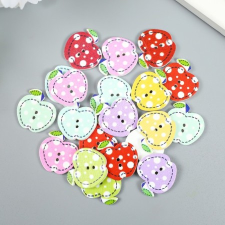 Buttons wood for creativity 2 punctures "apple in peas" set of 20 pcs 2x2 cm