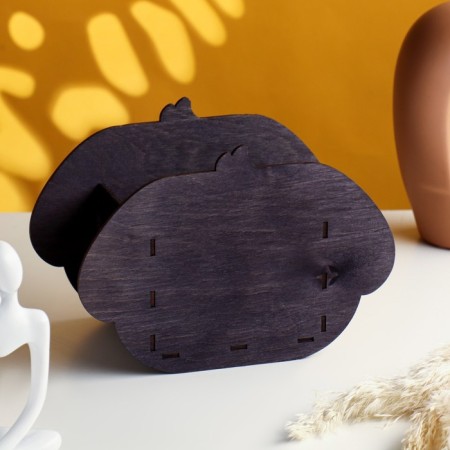 Wooden Kashpo "Bunny" 20x11x14 cm black/gray-2
