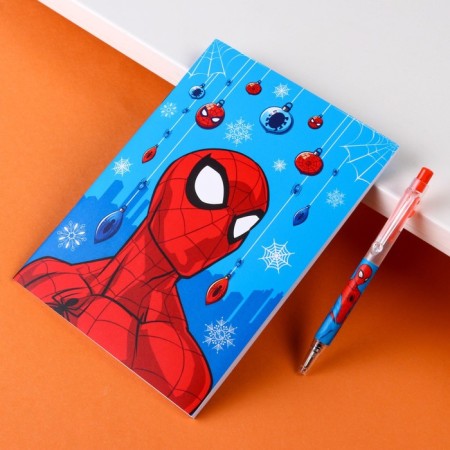 Chancellery "Happy New Year", notebook A6, pen, stickers, spider-man-6