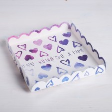 Коробка для печенья, кондитерская упаковка с PVC крышкой, I love you, 21 х 21 х 3 см