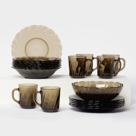 ALTA MAREA table set, 19 objects, brown color
