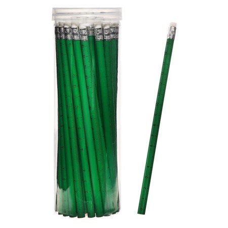 Black pencil with the eraser "ruler", hardness of HB, round body, mix