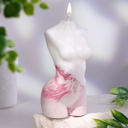 Figure candle on concrete "Women's silhouette", 15x7 cm, pink