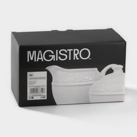Serving set Magistro Rodos, 2 items: milkman 300 ml, sugar tower 300 ml, white color-5