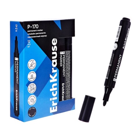 Permanent Erichkrause P-170, 2.0 mm permanent, alcohol-based ink, black-4