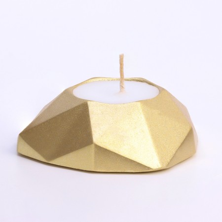 Candle "Heart. Marble" in a candlestick of gypsum with faces, 8x7.5x2.5cm, gold-1