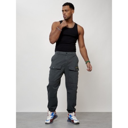 Cargo jeans men, size 44, dark gray color-4