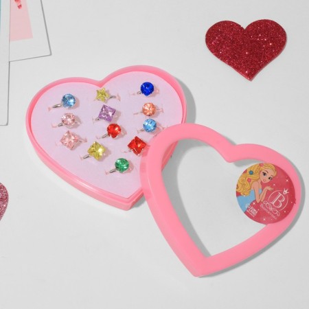 Rings children's set of 12pcs "chosen", mix shape, mix color in silver, b-r-2