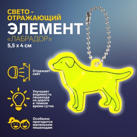 The reflective element "Labrador", bilateral, 5.5 × 4 cm, color mix
