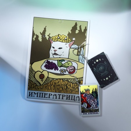 Acrylic Earrings "Tarot" Empress, colored in silver-2