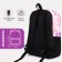 A backpack with a zipper, 3 outer pockets, pink color