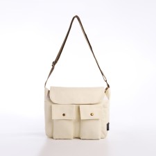 Youth bag with zipper, milk color