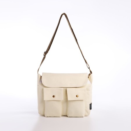 Youth bag with zipper, milk color