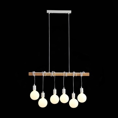 Suspended EVOLUCE lamp. SL1142.503.06. Bagetti. 6x60 watts, E27, 85x4x29 cm, white color, light wood-1