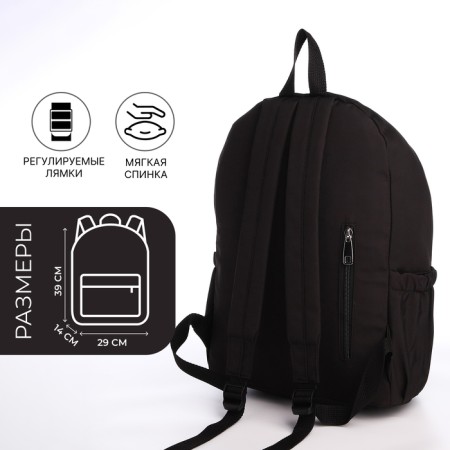 Young backpack from textiles on lightning, 4 pockets, black color-1