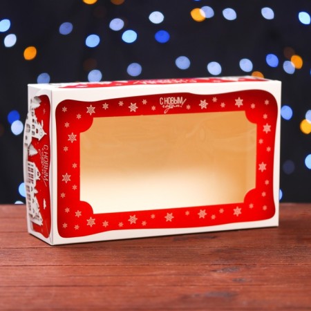 Folding box with a window for marshmallows "House of Santa Claus", 25 x 15 x 7 cm-1