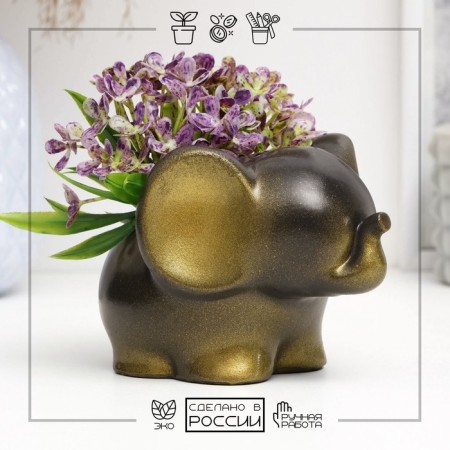 Cashpo Figure "Elephant" Black Zoloto, 8cm