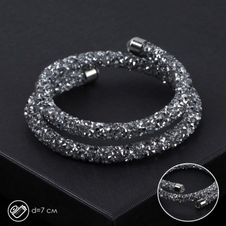 Bracelet-spring "Chantal" 2 rows, color silver, d = 7 cm