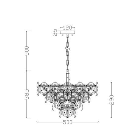 Suspended lamp 60W, 9XE14, 34x50 cm, chrome-1