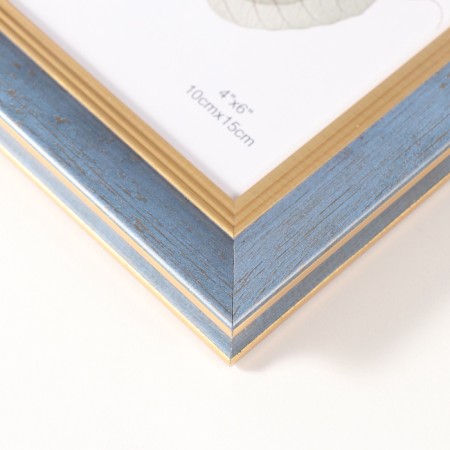Photo frame plastic 10x15 cm "Gabriel" blue with a gold strip 2.2x14x19 cm-2